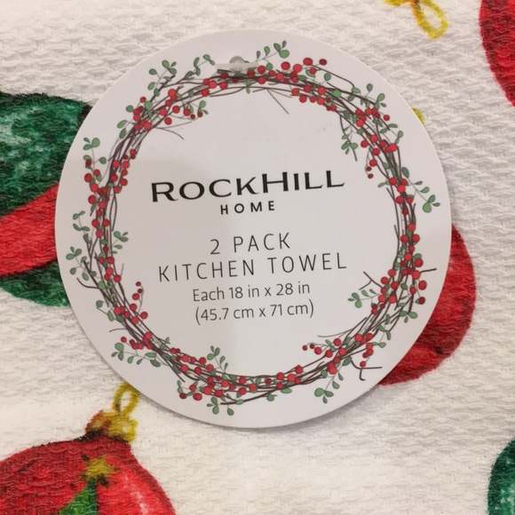 Rockhill Christmas Ornament Holiday Kitchen Towel Duo NWT Cotton 18”x28” - Picture 2 of 11